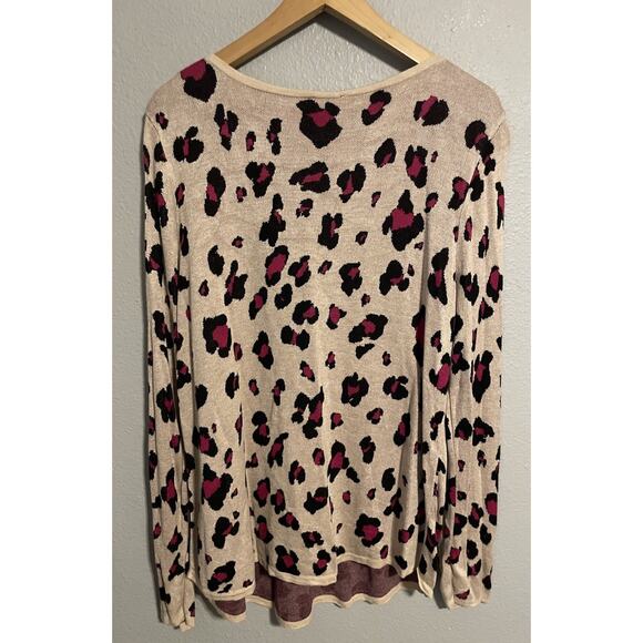 Chicos Womens Top Size 3 US XL Animal Print Long Sleeve Modern Artsy Mob Wife - Picture 2 of 6